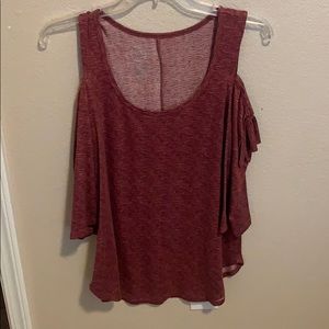 Pink Off-the-shoulder shirt